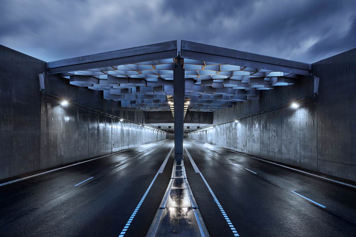 tunnelbelysning, tunnel belysning, automatisk dæmpning, LED underføring